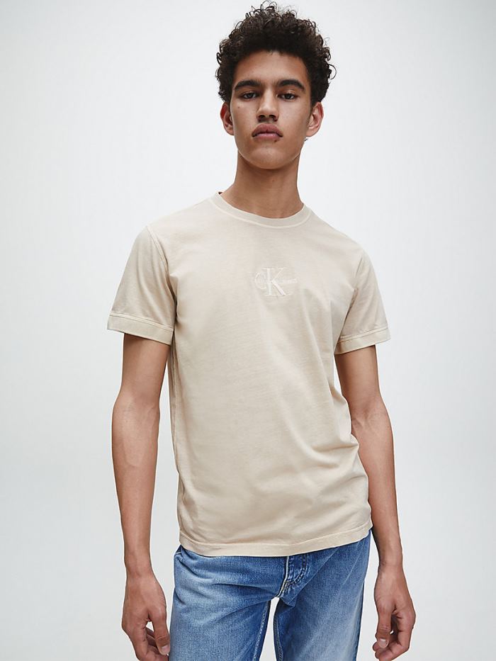 Calvin Klein Ruhák HU172247 | Calvin Klein Relaxed Organic Cotton Férfi Póló Krém